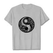 Buddha Stones Sun Moon Waves Yin Yang Pattern Cotton Tee T-shirt
