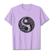Buddha Stones Sun Moon Waves Yin Yang Pattern Cotton Tee T-shirt