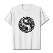 Buddha Stones Sun Moon Waves Yin Yang Pattern Cotton Tee T-shirt