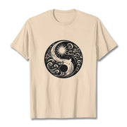 Buddha Stones Sun Moon Waves Yin Yang Pattern Cotton Tee T-shirt