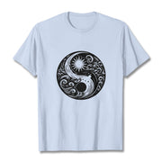 Buddha Stones Sun Moon Waves Yin Yang Pattern Cotton Tee T-shirt
