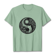 Buddha Stones Sun Moon Waves Yin Yang Pattern Cotton Tee T-shirt