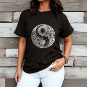 Buddha Stones Sun Moon Waves Yin Yang Pattern Cotton Tee T-shirt
