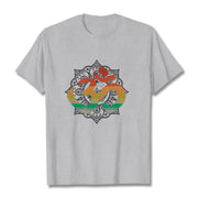 Buddha Stones Gradient-colored Om Sanskrit Mandala Background Pattern Cotton Tee T-shirt