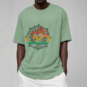 Buddha Stones Gradient-colored Om Sanskrit Mandala Background Pattern Cotton Tee T-shirt