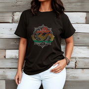 Buddha Stones Gradient-colored Om Sanskrit Mandala Background Pattern Cotton Tee T-shirt