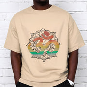 Buddha Stones Gradient-colored Om Sanskrit Mandala Background Pattern Cotton Tee T-shirt
