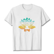 Buddha Stones Gradient-colored Lotus Flower Buddha Meditation Cotton Tee T-shirt