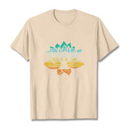 Buddha Stones Gradient-colored Lotus Flower Buddha Meditation Cotton Tee T-shirt