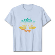 Buddha Stones Gradient-colored Lotus Flower Buddha Meditation Cotton Tee T-shirt
