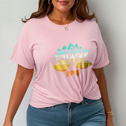 Buddha Stones Gradient-colored Lotus Flower Buddha Meditation Cotton Tee T-shirt