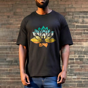 Buddha Stones Gradient-colored Lotus Flower Buddha Meditation Cotton Tee T-shirt