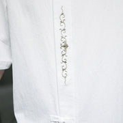 Buddha Stones Casual Solid Color Frog-Button Embroidery Men's Cotton Linen Shirt Cardigan
