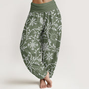 Buddha Stones Casual Floral Branches Flowing Vines Pattern Women's Elastic Waist Harem Pants - DarkSeaGreen - US22，UK/AU26，EU54 (6XL) - image 5
