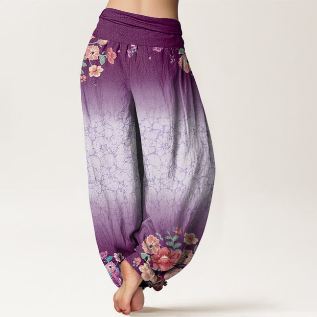 Buddha Stones Casual Floral Leafy Branch Flowing Vines Pattern Women's Elastic Waist Harem Pants - image 3