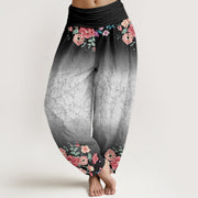Buddha Stones Casual Floral Leafy Branch Flowing Vines Pattern Women's Elastic Waist Harem Pants