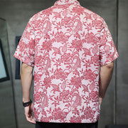Buddha Stones Casual Jacquard Paisley Flower Plant Pattern Frog-Button Design Men's Cotton Shirt Cardigan With Pockets