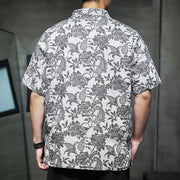 Buddha Stones Casual Jacquard Paisley Flower Plant Pattern Frog-Button Design Men's Cotton Shirt Cardigan With Pockets