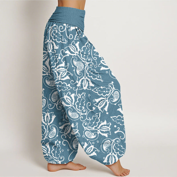 Buddha Stones Casual Plant Leaves Paisley Vortex Pattern Women's Elastic Waist Harem Pants - image 6