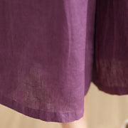 Buddha Stones Summer Solid Color Patchwork Simple Design Women's Cotton Wide Leg Cropped Pants With Pockets
