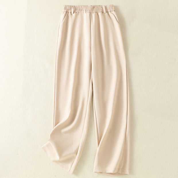 Buddha Stones Vintage Elastic Waistband Design Drawstring Women's Cotton Pants With Pockets