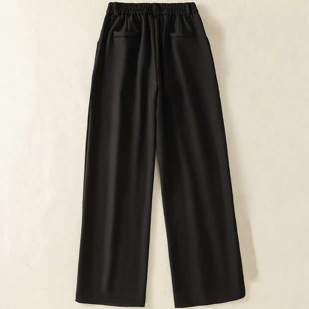 Buddha Stones Vintage Elastic Waistband Design Drawstring Women's Cotton Pants With Pockets
