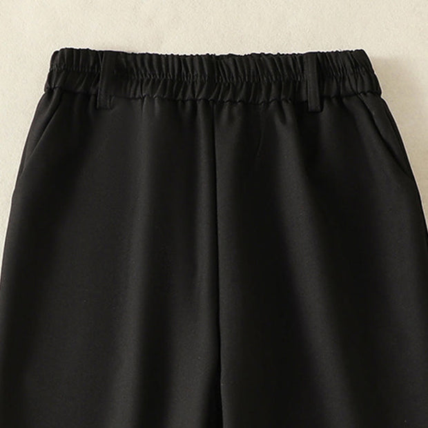 Buddha Stones Vintage Elastic Waistband Design Drawstring Women's Cotton Pants With Pockets