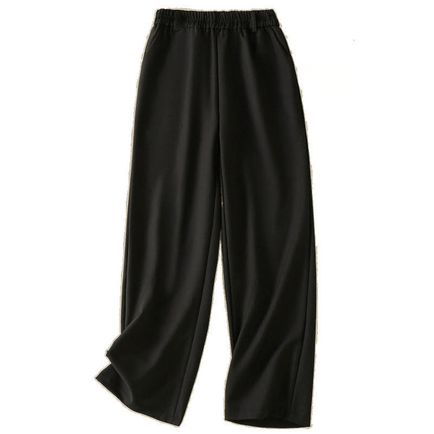 Buddha Stones Vintage Elastic Waistband Design Drawstring Women's Cotton Pants With Pockets