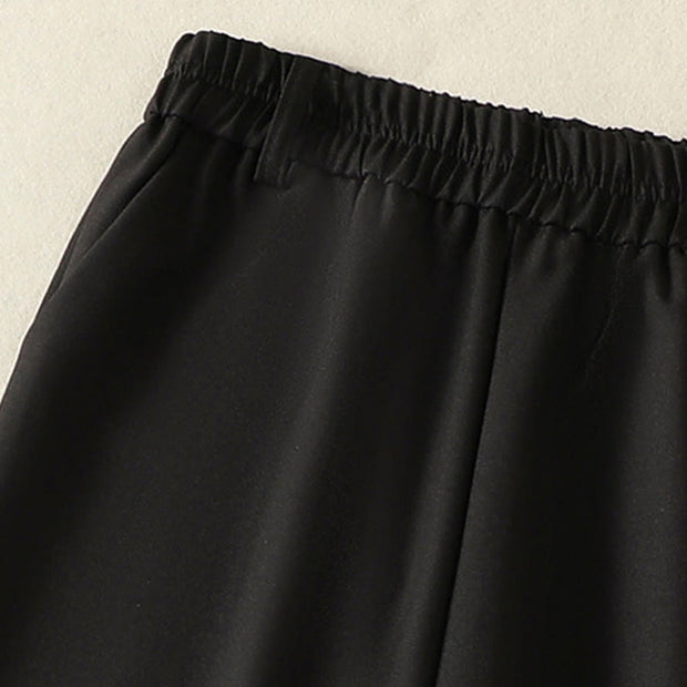 Buddha Stones Vintage Elastic Waistband Design Drawstring Women's Cotton Pants With Pockets