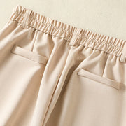 Buddha Stones Vintage Elastic Waistband Design Drawstring Women's Cotton Pants With Pockets