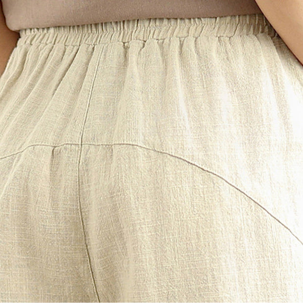 Buddha Stones Casual Daily Plain Simple Design Women's Cotton Linen Harem Pants With Pockets