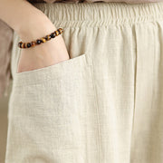 Buddha Stones Casual Daily Plain Simple Design Women's Cotton Linen Harem Pants With Pockets