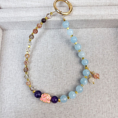 Buddha Stones Natural Super Seven Crystal Protection Key Chain Phone Hanging Decoration
