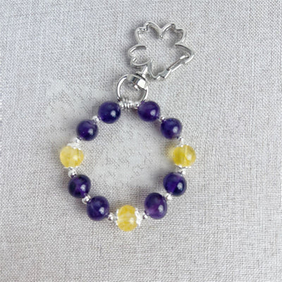 Buddha Stones Natural Amethyst Citrine Positive Key Chain Bag Hanging Decoration