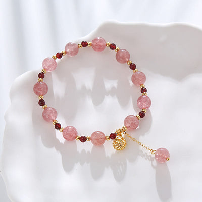 Buddha Stones Natural Strawberry Quartz Garnet Healing Bracelet