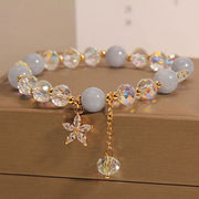FREE Today: Serenity and Healing Natural Aquamarine Crystal Zircon Flower Bracelet