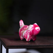Buddha Stones Mini Lovely Cat Ebony Wood Lacquer Craft Peace Decoration