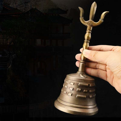Buddha Stones Handmade Tibetan Meditation Vajra Dorje Bell Gourd Yin Yang Copper Enlightenment Decoration