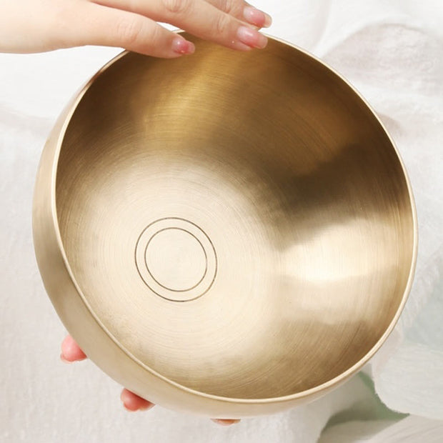 Buddha Stones Handmade Nepal Golden Singing Bowl for Healing and Meditation Sound Bowl Set
