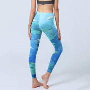 Buddha Stones White Lotus Flower Green Lotus Leaves Pattern Print Gym Leggings Women's Yoga Pants - image 4