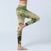 Buddha Stones Pink Lotus Flower Lotus Leaves Willow Branch Pattern Print Gym Leggings Women's Yoga Pants - image 5