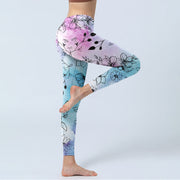 Buddha Stones Black Line-Drawn Flower Leaves Pattern Print Gym Leggings Women's Yoga Pants - image 5