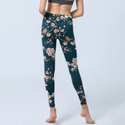 Buddha Stones Sparrow Swallow Peach Blossom Pattern Print Gym Leggings Women's Yoga Pants - image 7