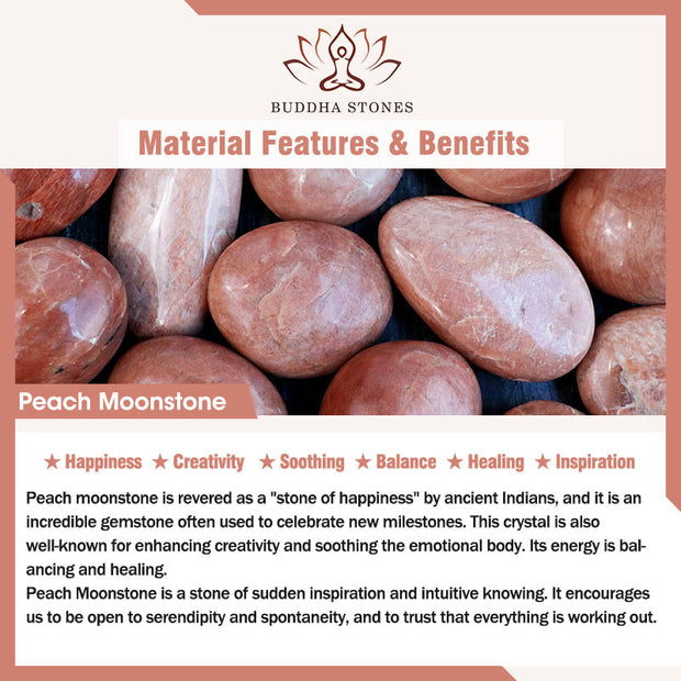 Buddha Stones Natural Peach Moonstone Aquamarine Soothing Bracelet