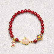 FREE Today: Blessing and Fortune Cinnabar Cute Rabbit Bunny Fu Character Bracelet
