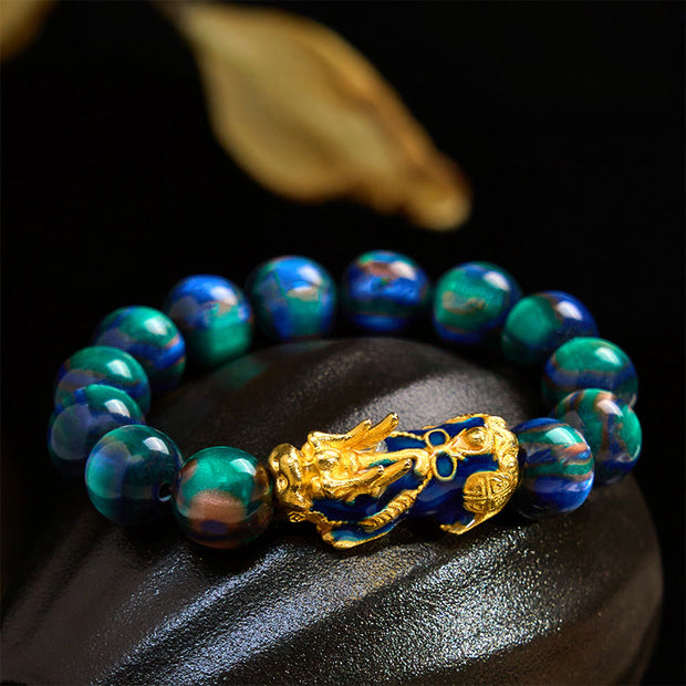 Buddha Stones Colorful Sea Willow Color Change PiXiu Positive Healing Bracelet
