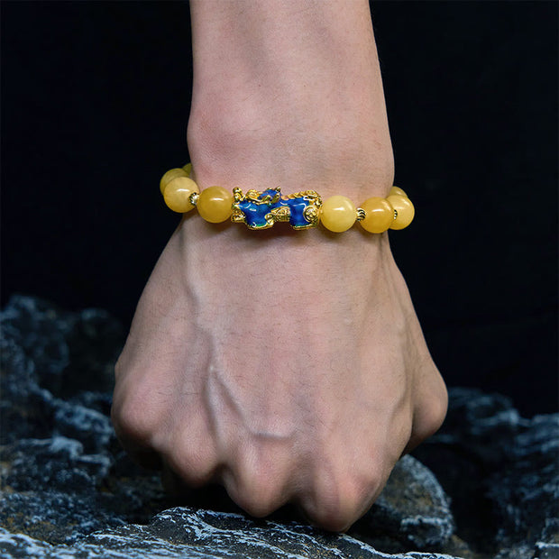 Buddha Stones Natural Topaz Color Change PiXiu Wealth Bracelet