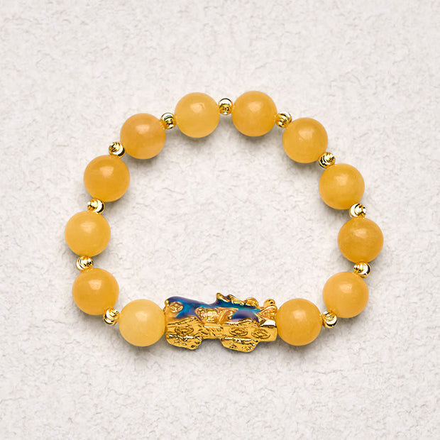 Buddha Stones Natural Topaz Color Change PiXiu Wealth Bracelet