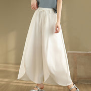 Buddha Stones Summer Vintage Lace-Up Women's Wide Leg Split Pants With Pockets