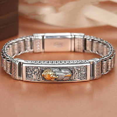 Buddha Stones Tibetan Copper Buckle Prayer Wheel Heart Sutra Pi Xiu Metal Bracelet